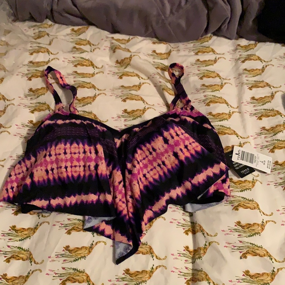 NWT Torrid Ruffle Bikini Tie Dye Flounce Top Sz 2X